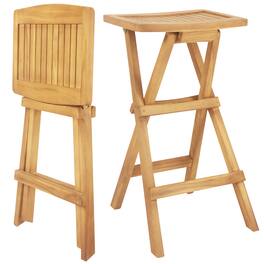 Gymax - Outdoor Bar Stools Set of 2 w/ Countered Seat & Footrest Patio Bistro Stools - Natural