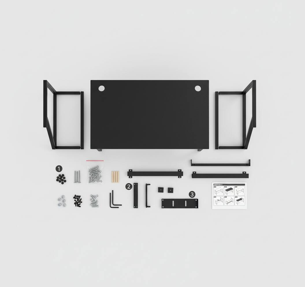 Alt View 1. AOITUN - 44 Inch Black Computer Desk, Minimalist Writing Table with Metal X-Frame, Small Home Office Study Table - Black.