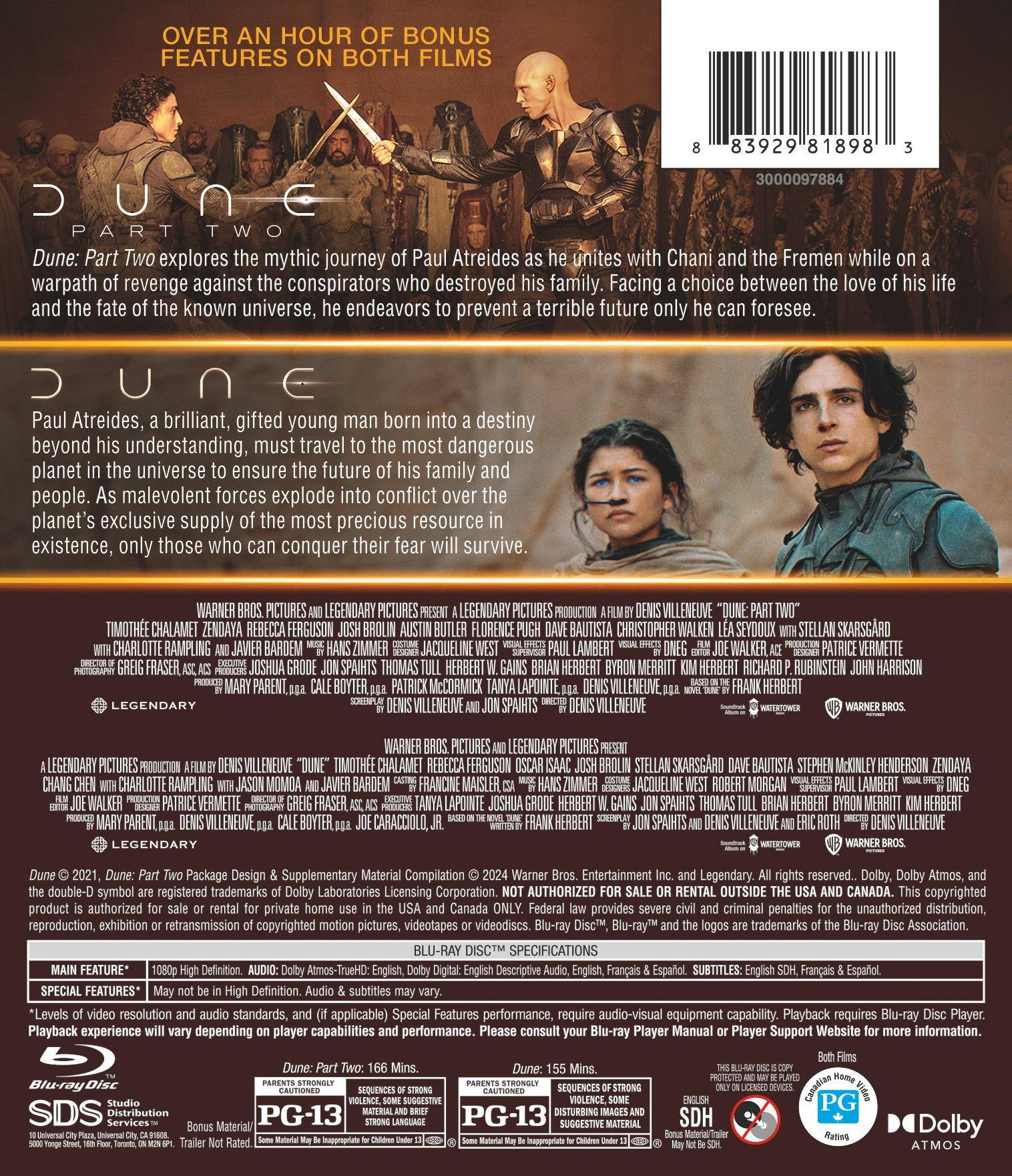 Back. Dune 2 Film Collection [Blu-ray].