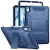 Front. DTTO - iPad Air 11 Case for M3/M2 (2024-2025), iPad Air 5th/4th Gen (2022/2020), with Screen Protector & Kickstand - Navy Blue.