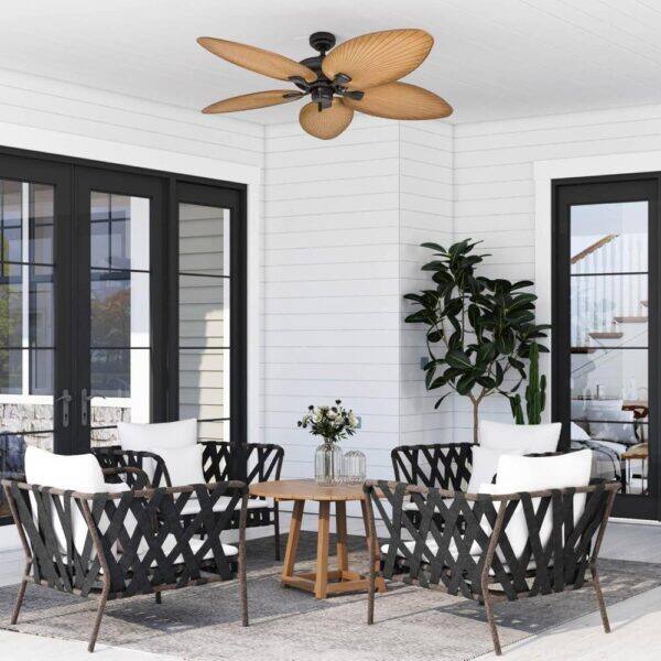 Alt View 1. Evolution Blazed - TROPICAL CEILING FAN WITH PALM BLADES - Bronze.