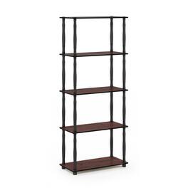 Furinno - Turn-N-Tube 5-Tier Multipurpose Shelf Display Rack with Classic Tubes, Dark Cherry/Black - Dark Cherry/Black