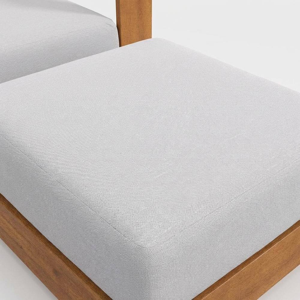 Alt View 1. Outdoor Escape - Outdoor Patio Acacia Wood Armchair and Ottoman Set with Cushioned Seating - Gray.