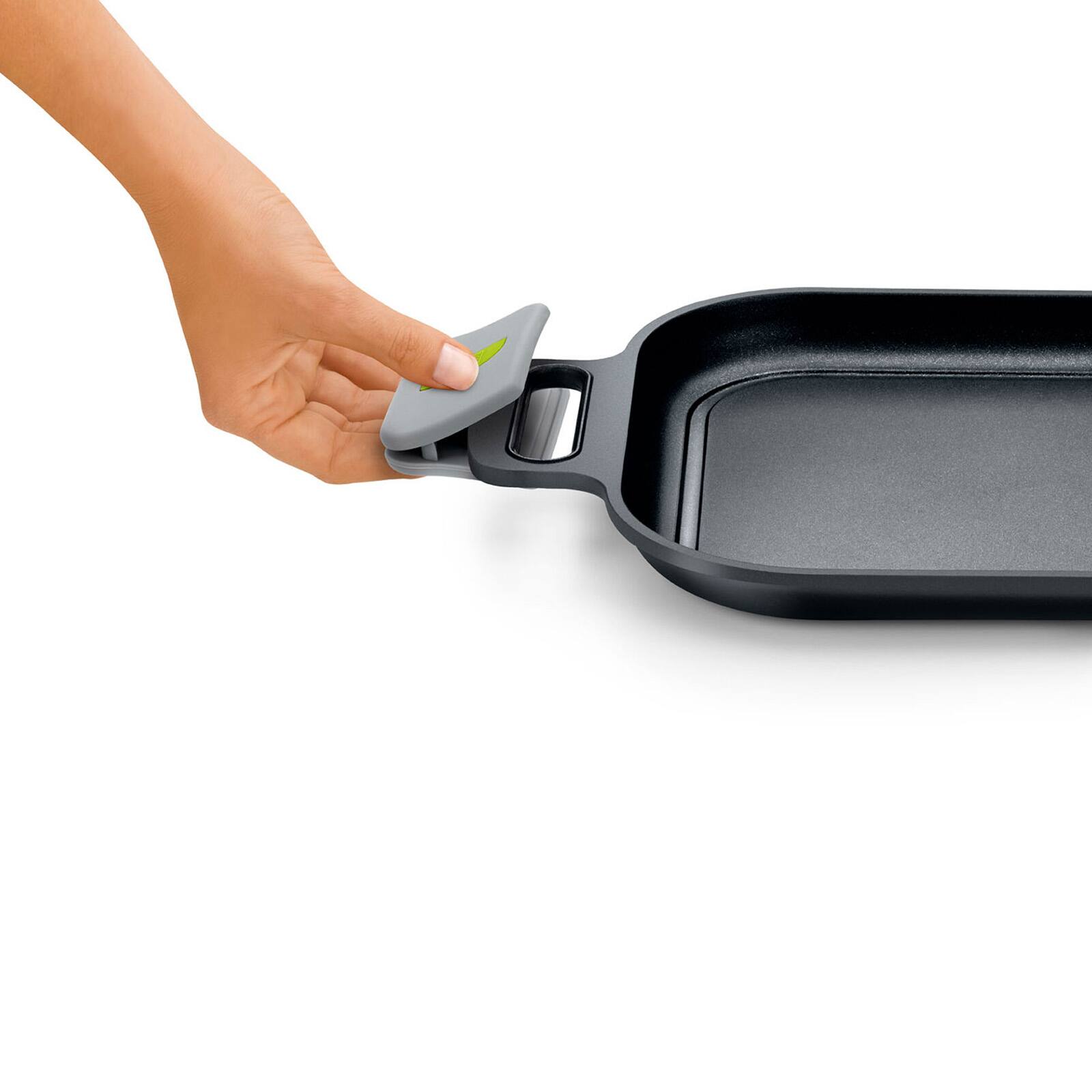 Alt View 2. BRA Cookware - Ceramic Nonstick Griddle with Removable Handles, 12.6 x 9.4-Inch - Black.