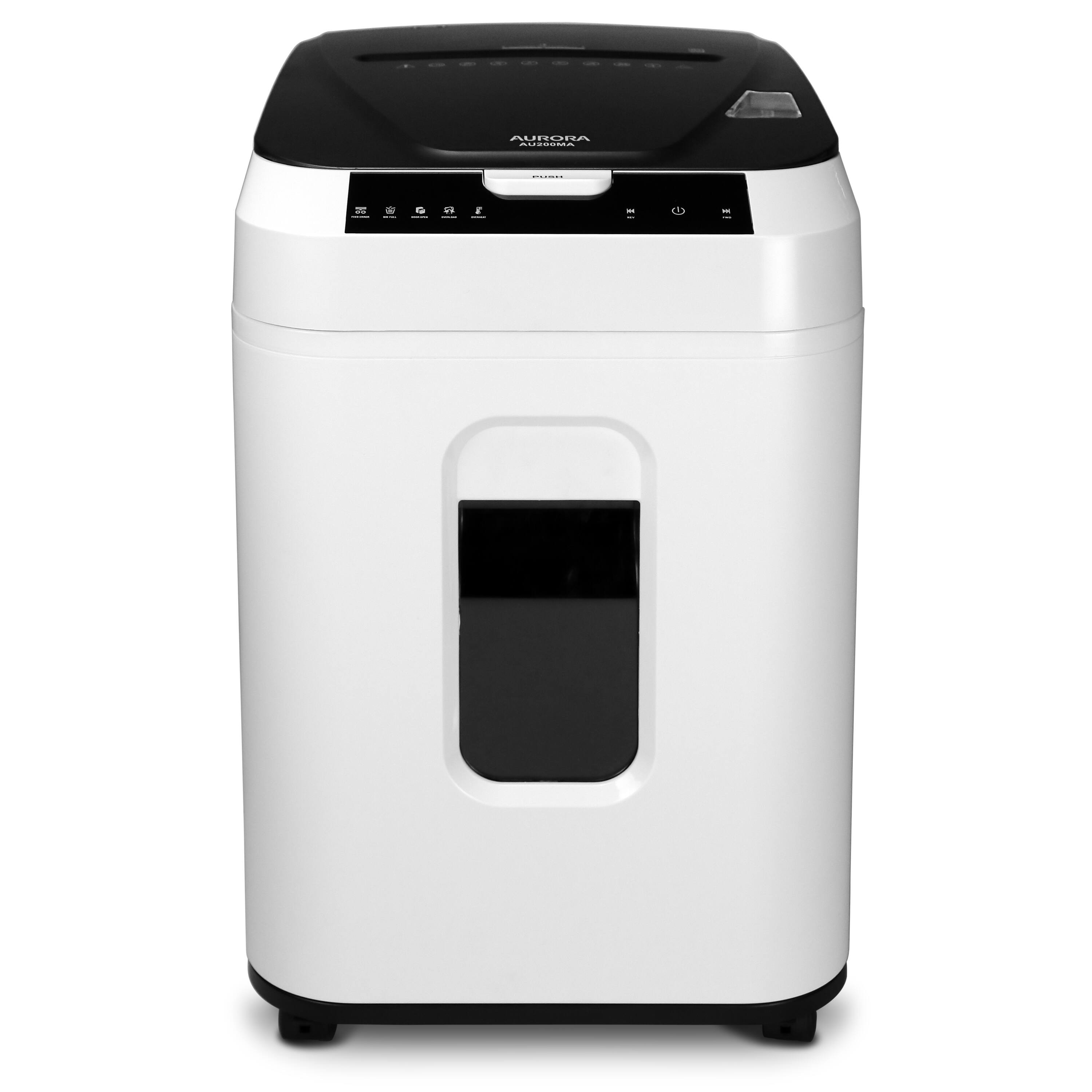 Aurora - AU200MA Commercial Grade 200-Sheet Auto Feed High Security Microcut Paper Shredder/ 60 Minutes/Security Level P-5 - White