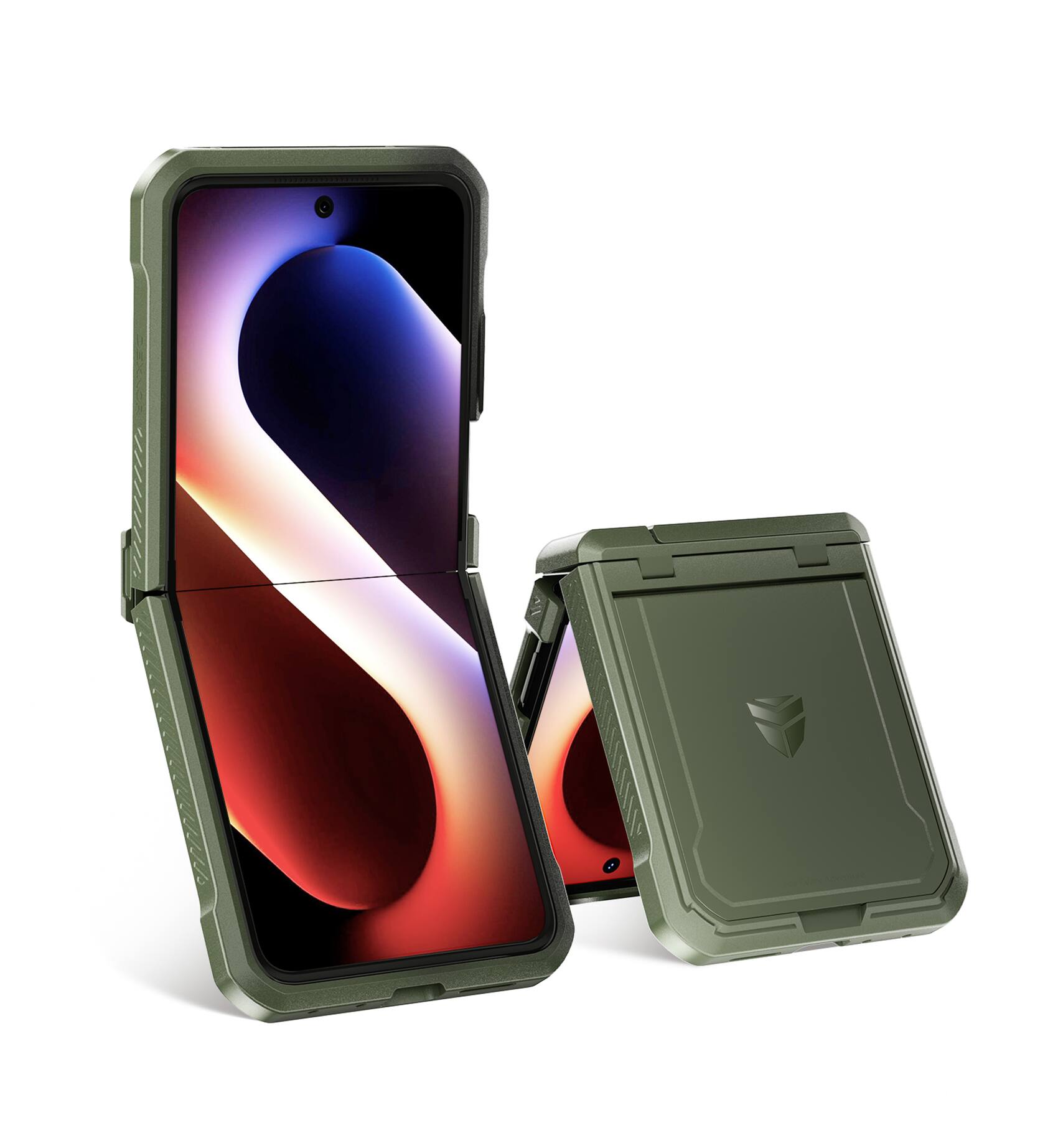 Angle. Dexnor - Shockpoof Case for Motorola Moto Razr 2025/2024 Heavy Duty Full-Body Rugged Shockproof Protective Phone Case - Army Green.