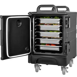 VEVOR - Insulated Food Pan Carrier, 81 Qt Hot Box for Catering, Food Box Carrier with Double Buckles, Front Loading Food Warmer - Black