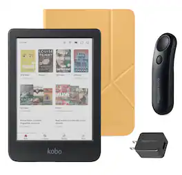 Kobo - Clara Colour (Black) eReader with Black Remote & AC Bundle - 2024 - Butter Yellow SleepCover