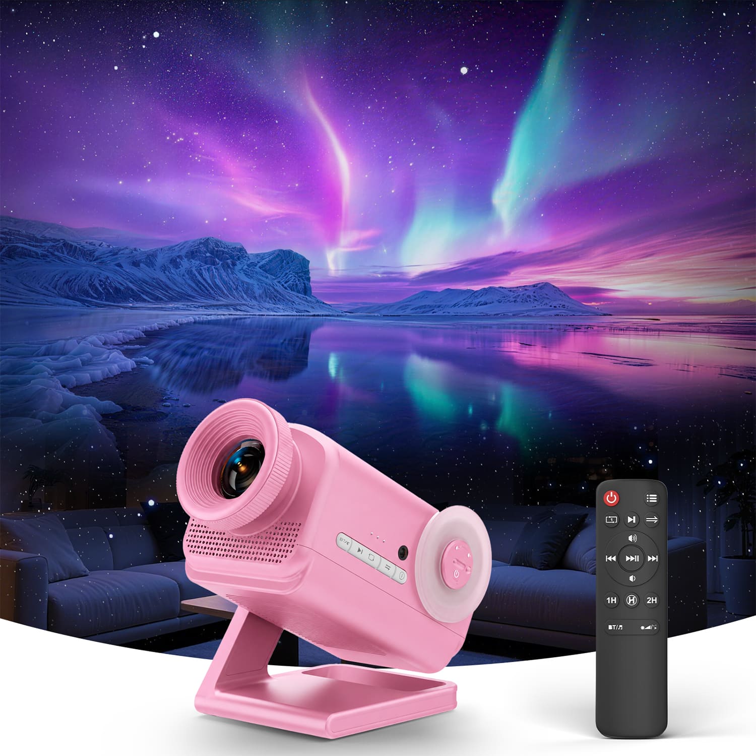 Rossetta - 4-in-1 HD 3D Galaxy Projector with 60 Scenes, 12 Themes, Bluetooth Speaker & Night Light - Pink - Available in various colors