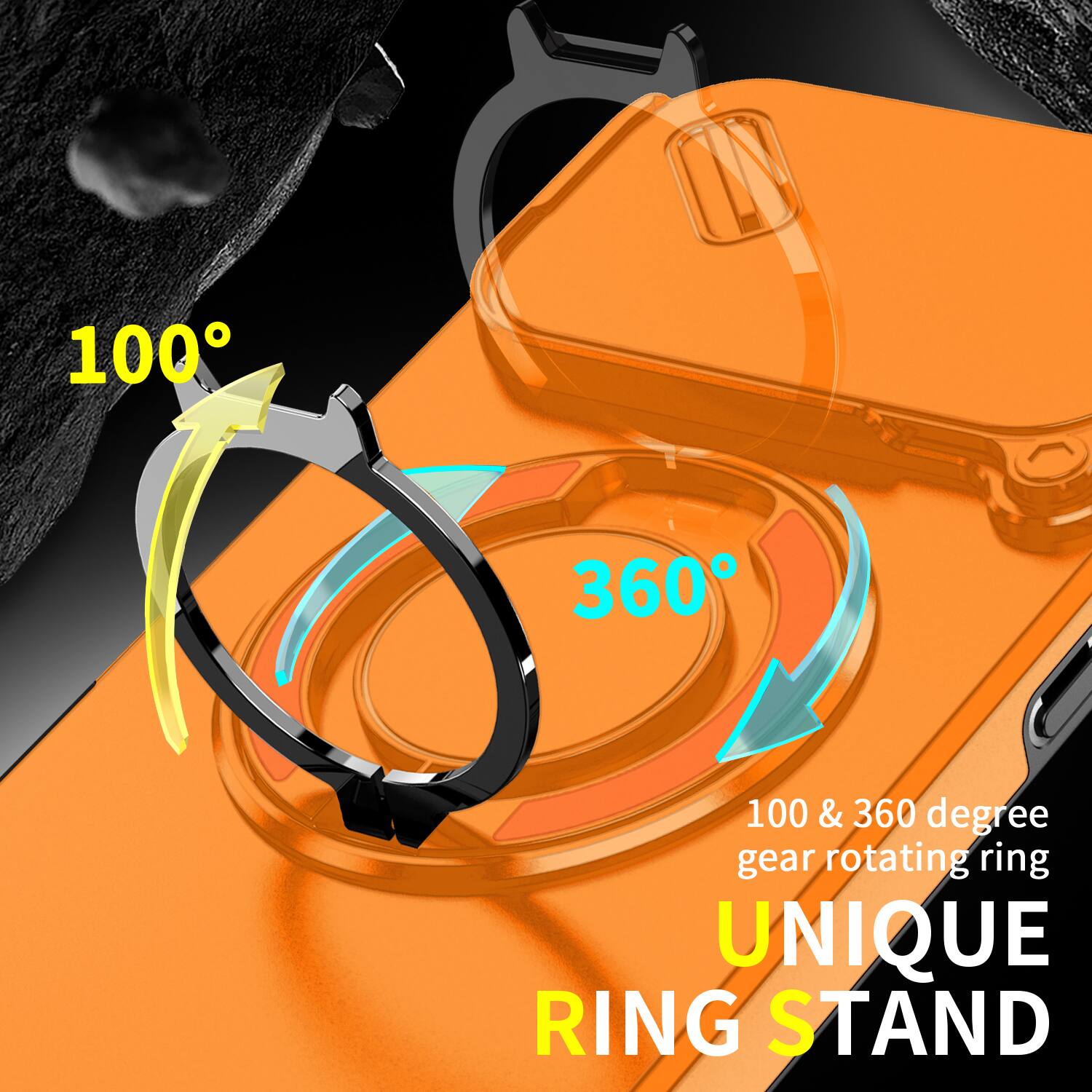 100 & 360 degree gear rotating ring  
UNIQUE RING STAND