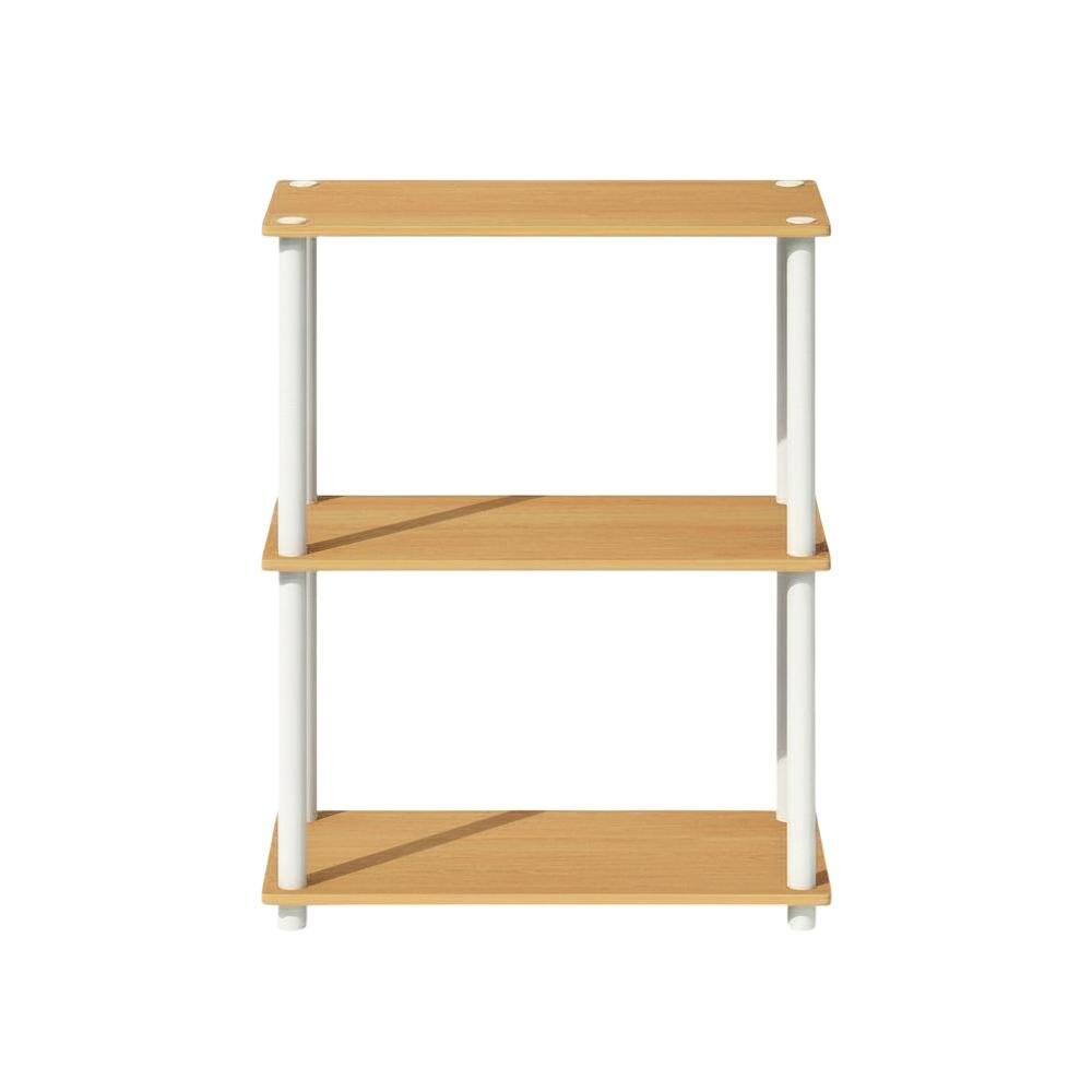 Back. FurniFact - Engineered Wood bookcase with modern design for living room or office storage - Beech/White.