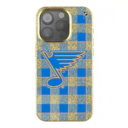 Keyscaper - NHL - St. Louis Blues Plaid Bling iPhone Case - 15 - Gold