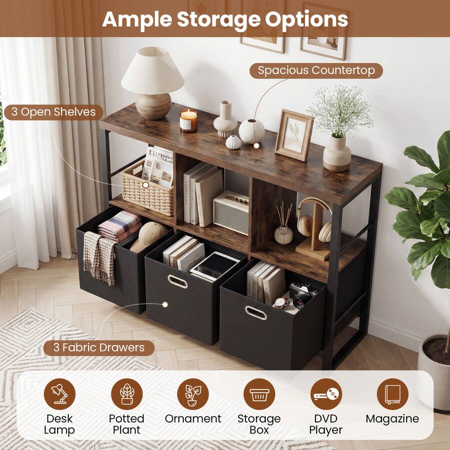 Standard Home Depot Racks Costway 6 Cube Storage Organizer with 3 Storage Bins, Sturdy Metal ...