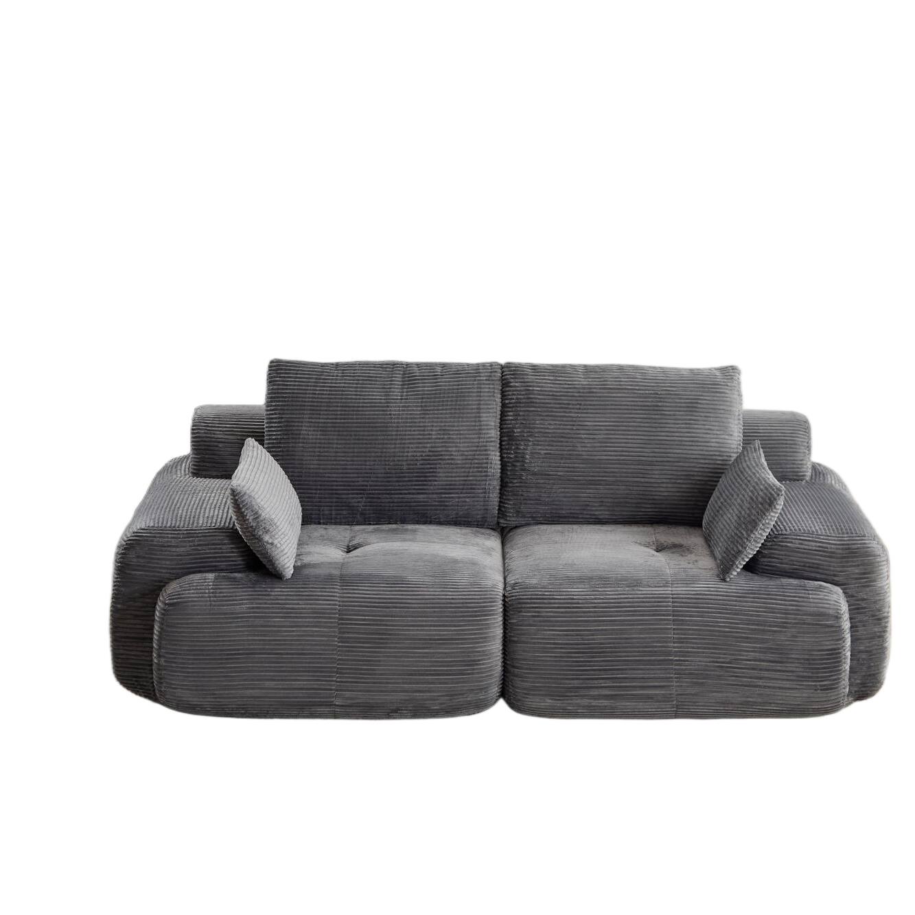 Alt View 1. Whisen - 2-Seater Modular Corduroy Sofa, Memory Foam Cloud Couch, Deep Loveseat for Living Room, No Assembly - Gray.