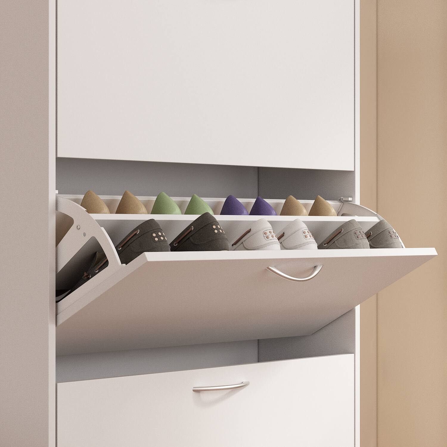 Alt View 2. Famapy - Famapy Vertical 3 - Tier Entryway Organizer Flip - Down Shoe Cabinet with Adjustable Shelves - White.