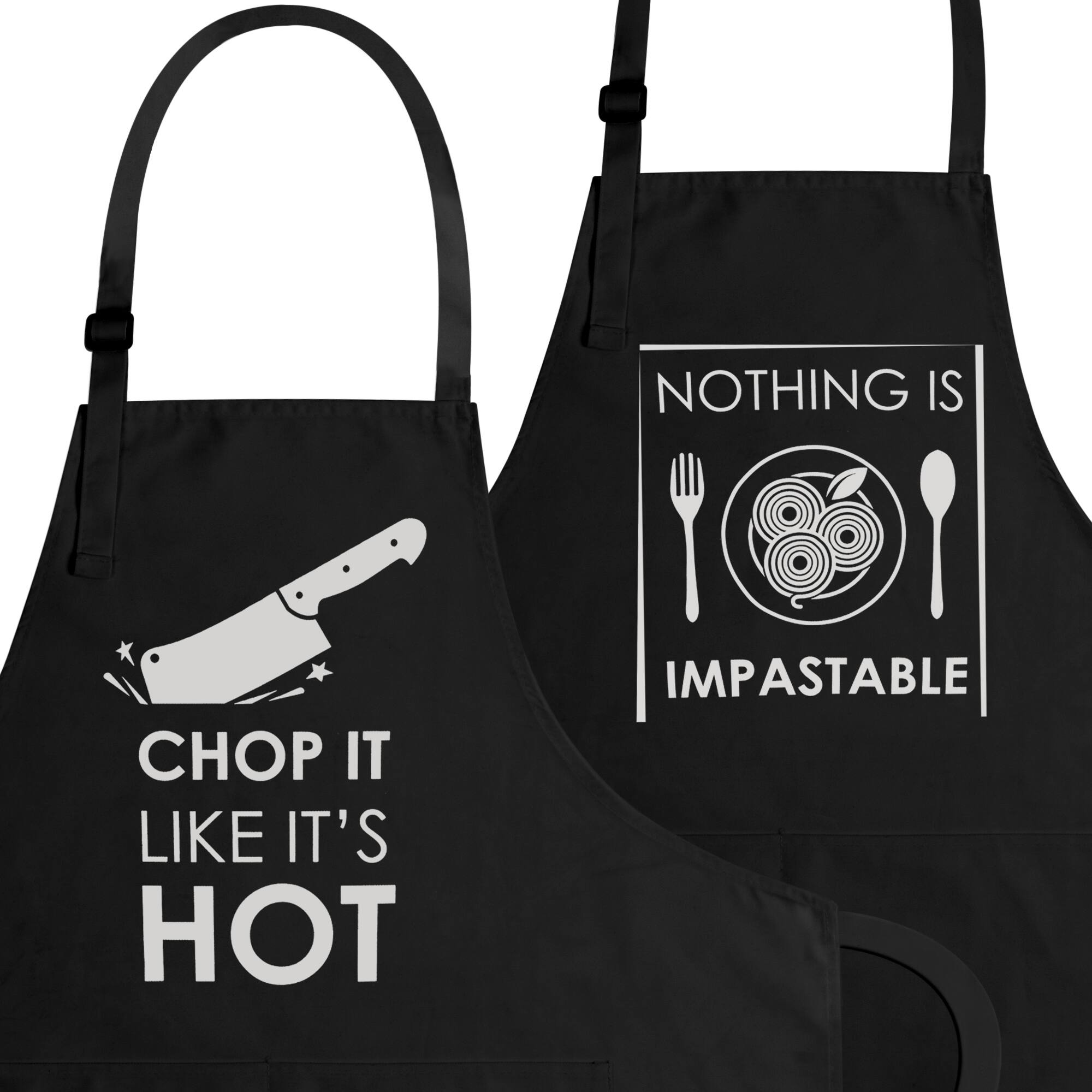 Zulay Kitchen - 2-Pack Funny Aprons for Men & Women - Kitchen Aprons with Adjustable Neck Strap & 2 Large Pockets - Pasta & Clever