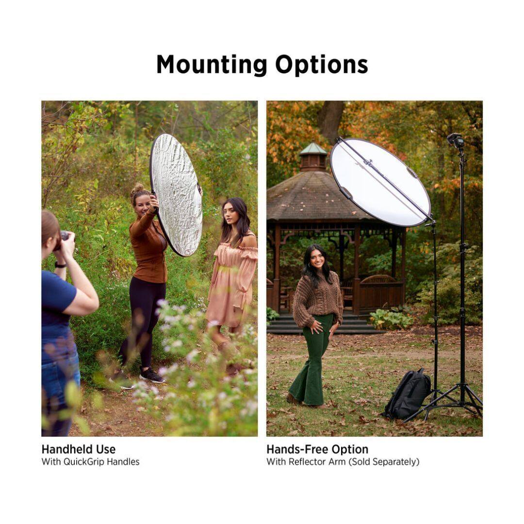 Mounting Options

Handheld Use  
With QuickGrip Handles

Hands-Free Option  
With Reflector Arm (Sold Separately)