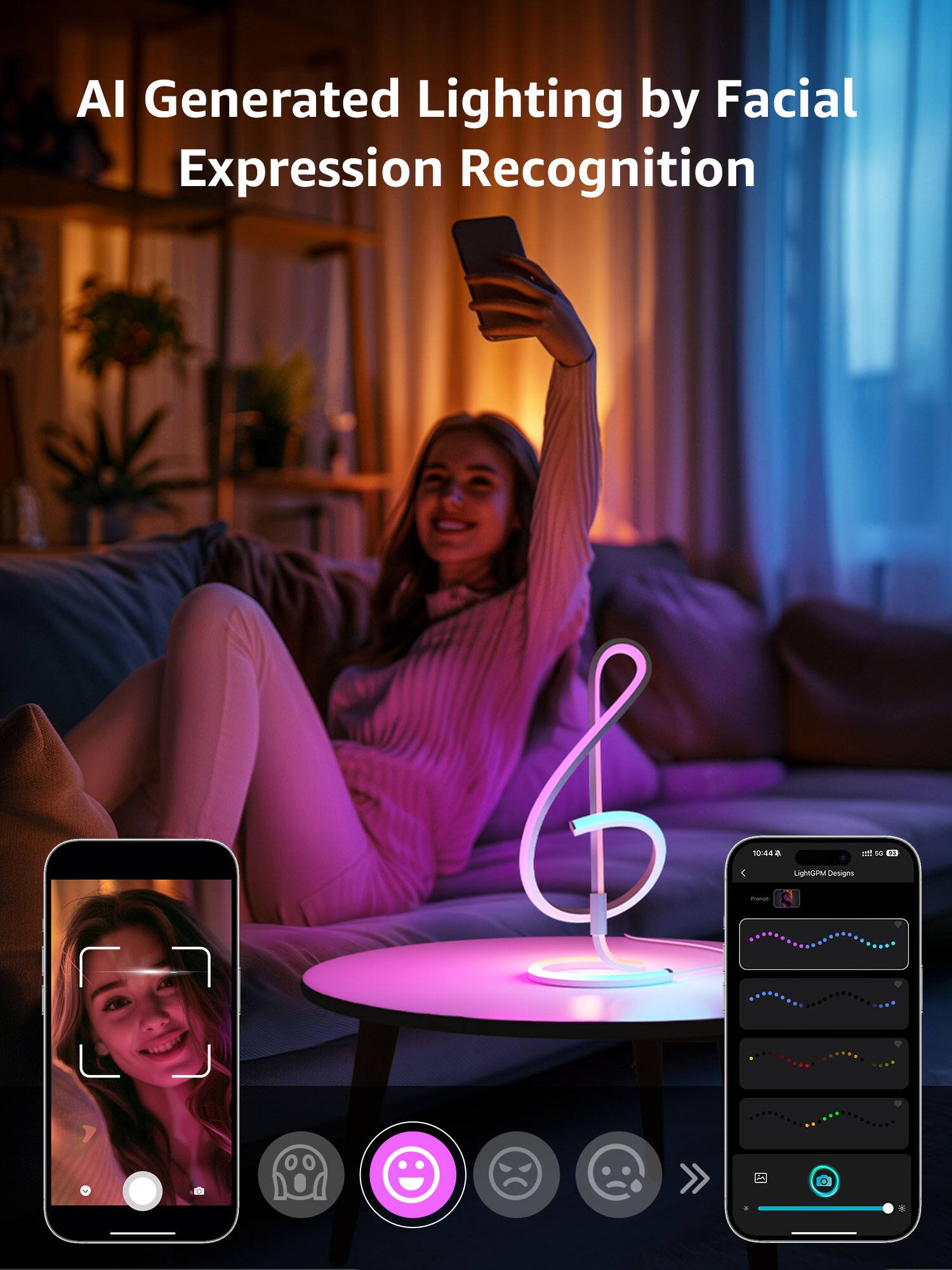 AI Generated Lighting by Facial Expression Recognition