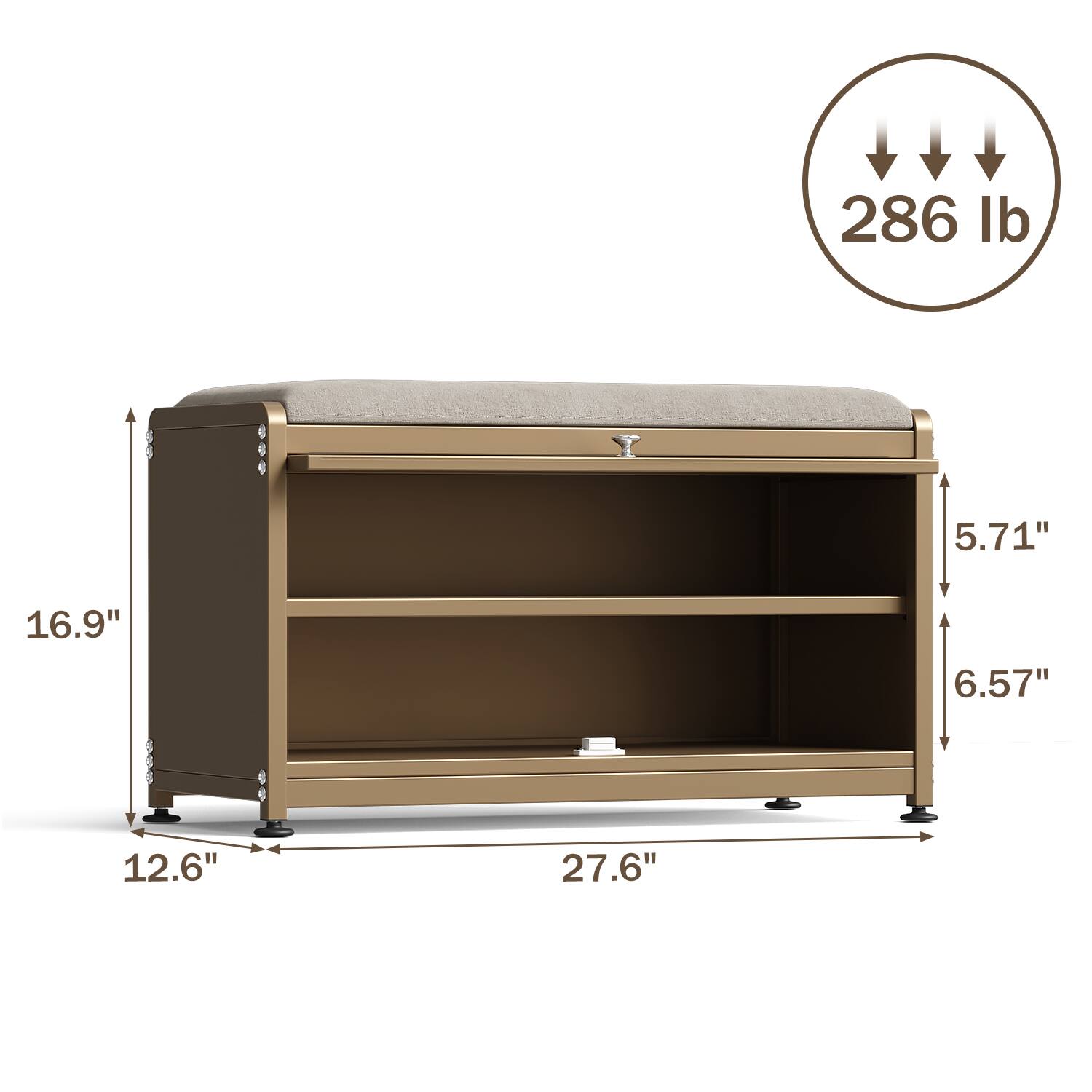 286 lb  
5.71"  
16.9"  
6.57"  
12.6"  
27.6"