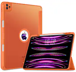 DTTO - Case for iPad Air 13" (M2/M3) and iPad Pro 12.9" (3rd/4th/5th/6th Gen) ,Smooth Matte Back,TPU Shockproof Frame - Orange