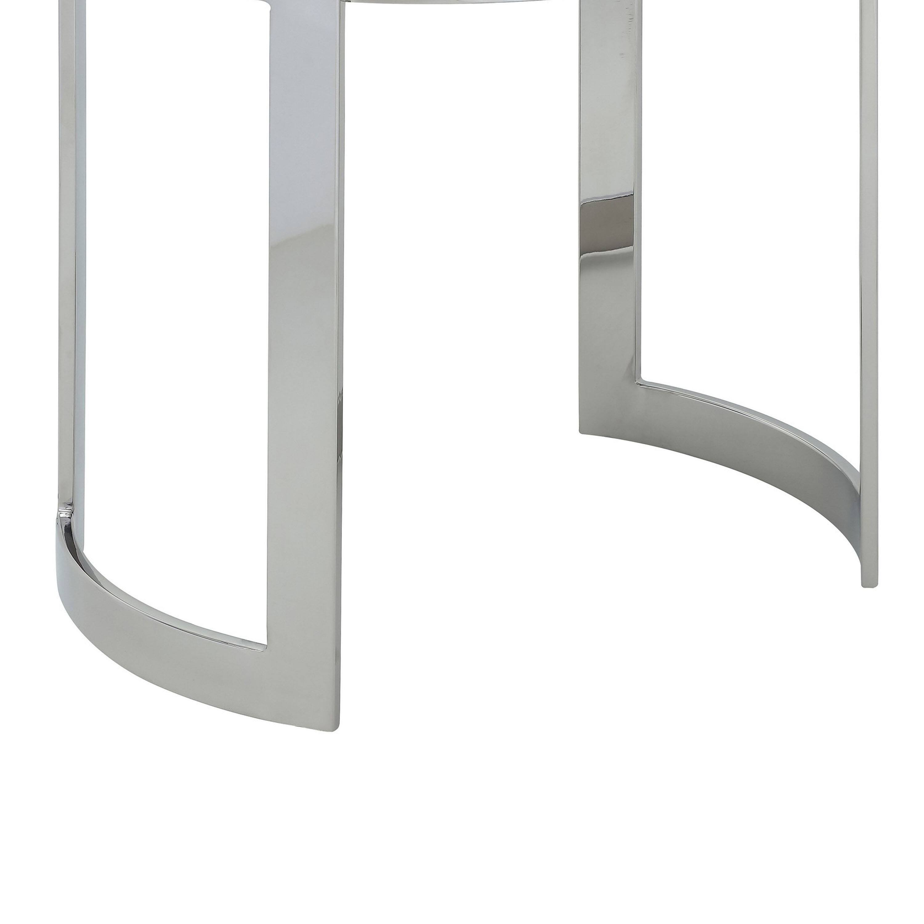 Back. Manhattan Lane - 19 Inch Accent Stool Ottoman Ottoman, Round Black Faux Leather, Silver - Black, Silver.