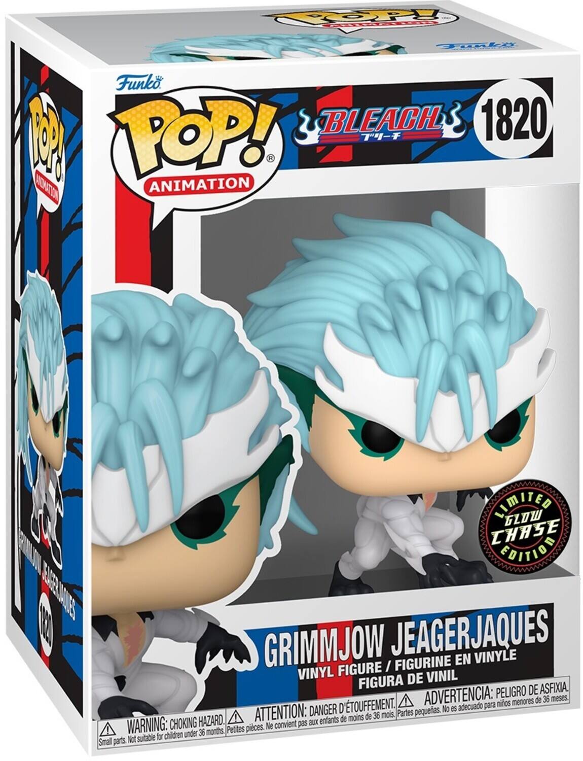 TOOOPY El Taly Funko 9 YOP! BLEACH  1820 A ANIMATION LIMITED GLOW CHASE EDITION GRIMMJOW JEAGERJAQUES FIGURINE EN VINYLE FIGURE I VINYL DE VINIL FIGURA DE ASFIXIA. ADVERTENCIA: PELIGRO 36 meses. nios menores de ATTENTION: DANGER D TOUFFEMENT. Partes pequerias. No es adecuado para de moins de 36 mois. CHOKING HAZARD. WARNING: CHOKING HAZARD. Small parts. Not suitable for children under 36 months. Petites pieces. Ne convient pas aux enfants.