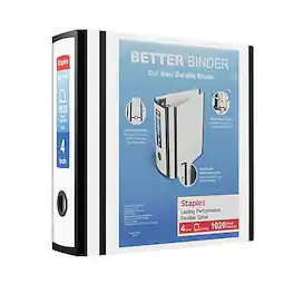 Staples - 4" 3-Ring Better Binder, D-Ring - White