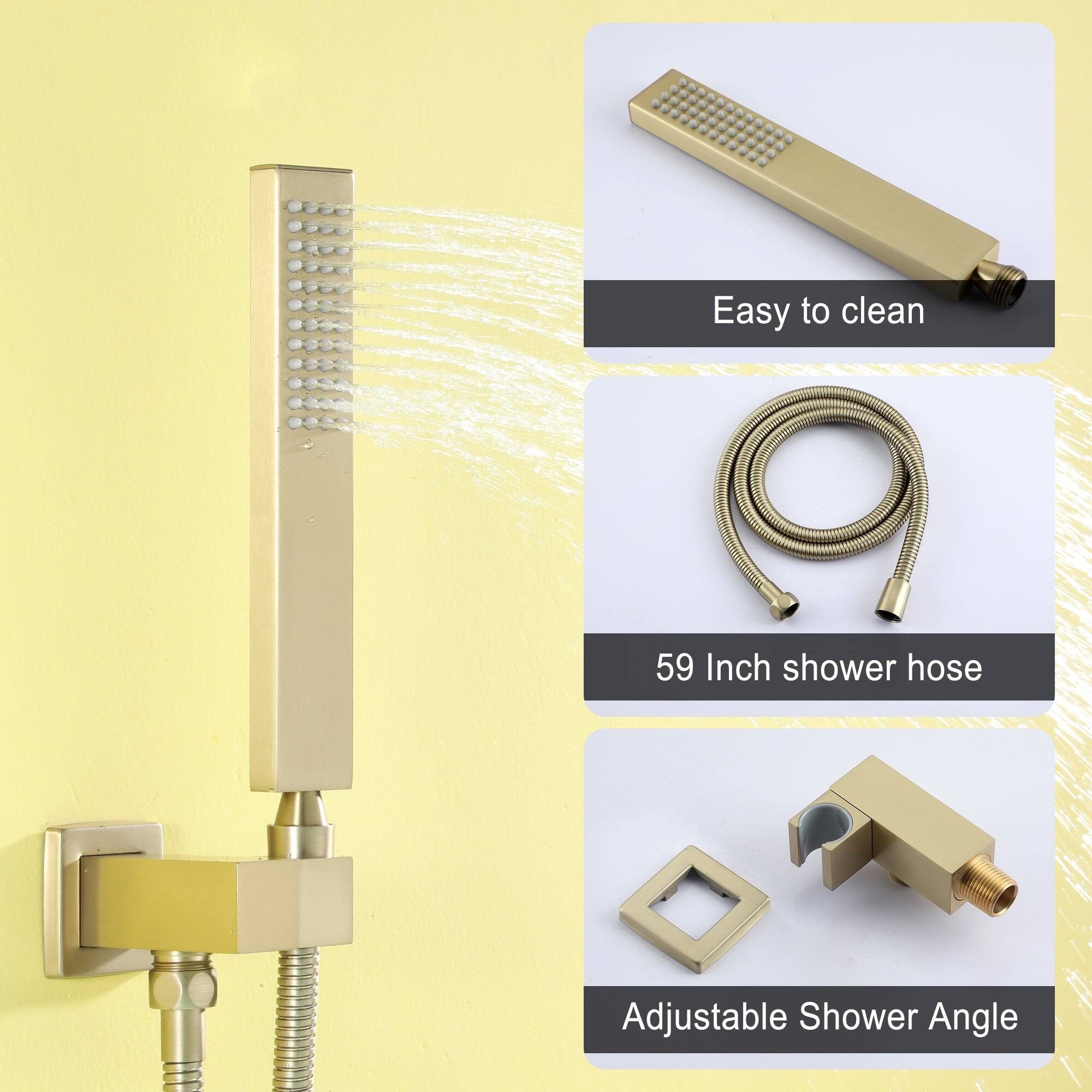 Easy to clean, 59 Inch shower hose, Adjustable Shower Angle