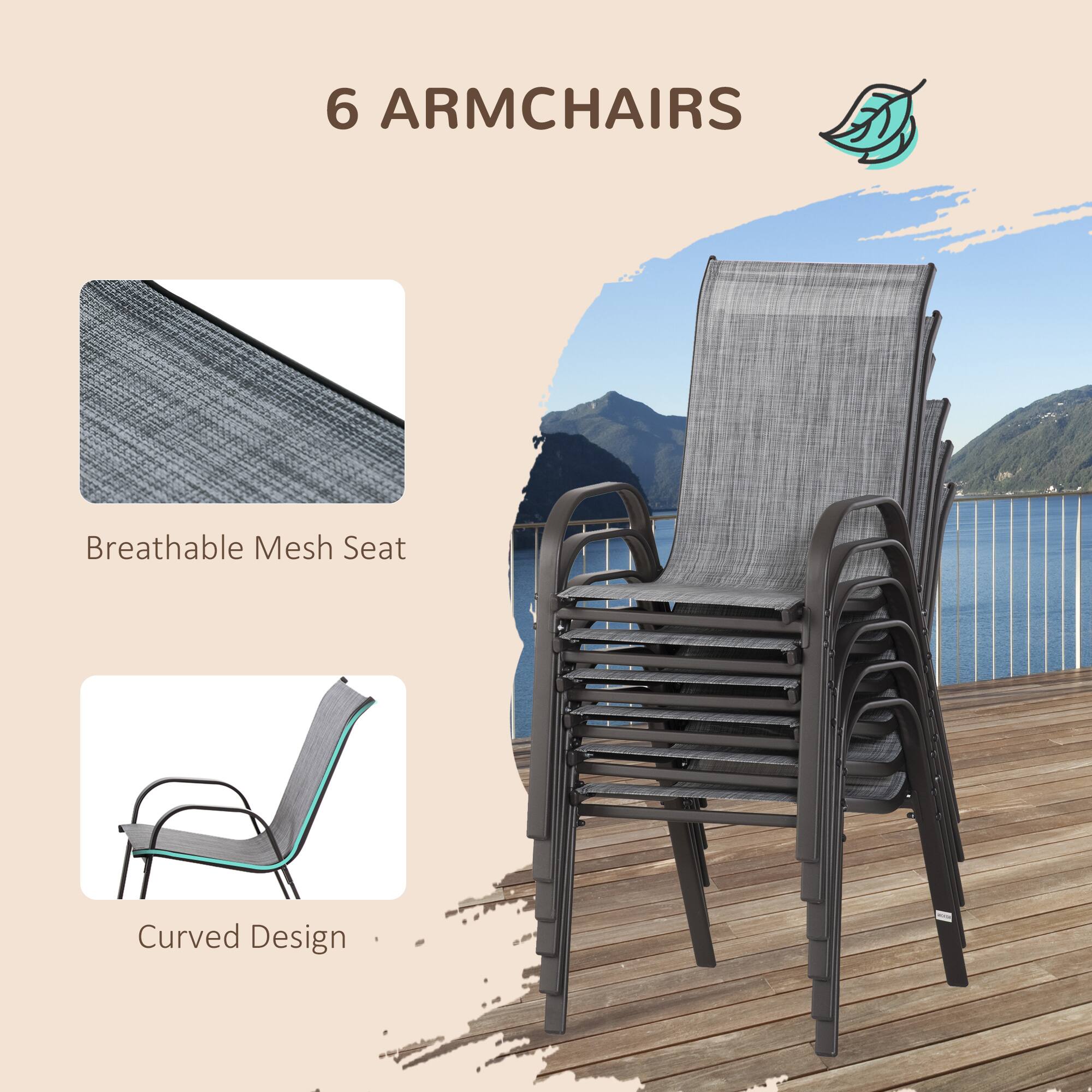 6 ARMCHAIRS
Breathable Mesh Seat
Curved Design