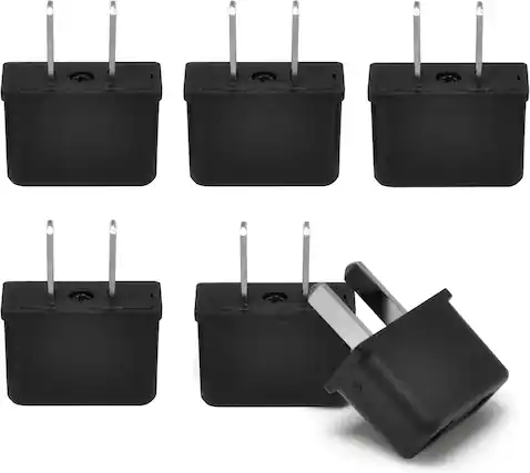 Front. Ceptics - Ceptics USA Plug Adapter 6 Pack – Europe, Asia, China to US 2 Pin Adaptor Type C to A – Travel Power Adapter for Canada - Black.
