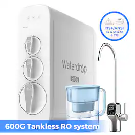 Waterdrop - G3P600 Reverse Osmosis System Extra WD-PT-07B Water Filter Pitcher - White