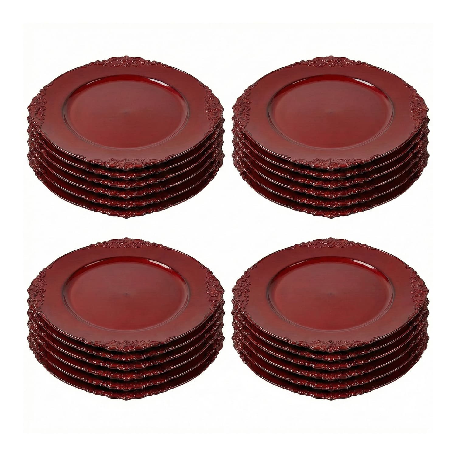 American Atelier - Royal Charger Plate Set 13"D, 24 Pieces - Red