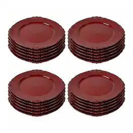 American Atelier - Royal Charger Plate Set 13"D, 24 Pieces - Red