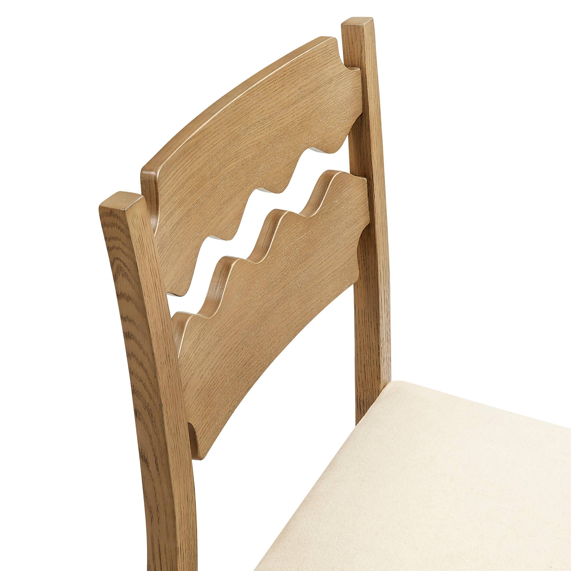 Alt View 6. Modway - Jax Oak Wood Bar Stool With Wavy Razor Back and Cushion by Modway - Weathered Oak Linen.