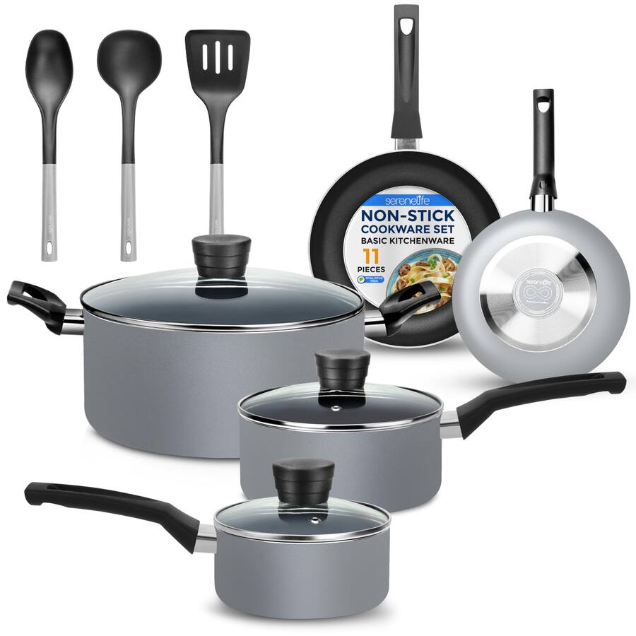 Basic Cookware SereneLife Kitchenware Pots & Pans Basic Kitchen SLCW11GRY - Best Buy