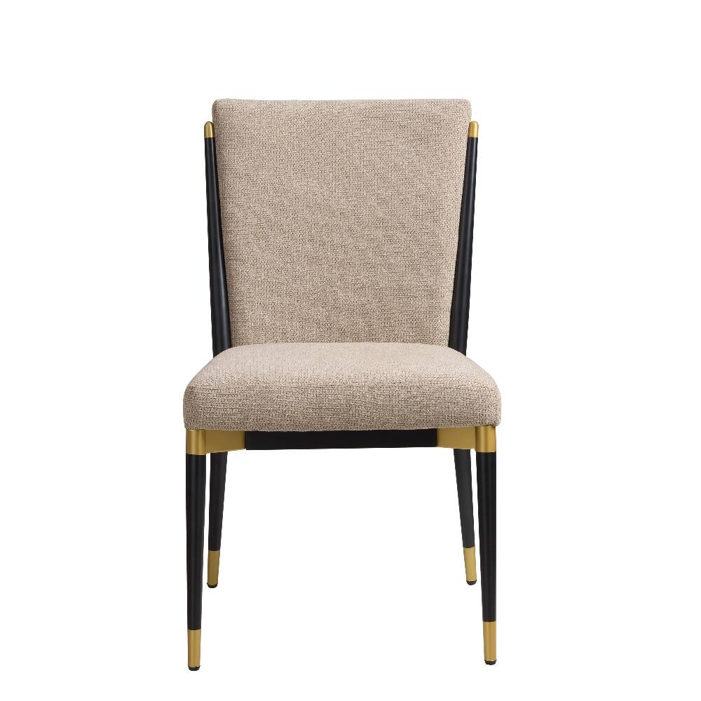 Angle. Loheer - Loheer Modern Armless Dining Chairs Set of 2 Upholstered Iron Frame - Beige.