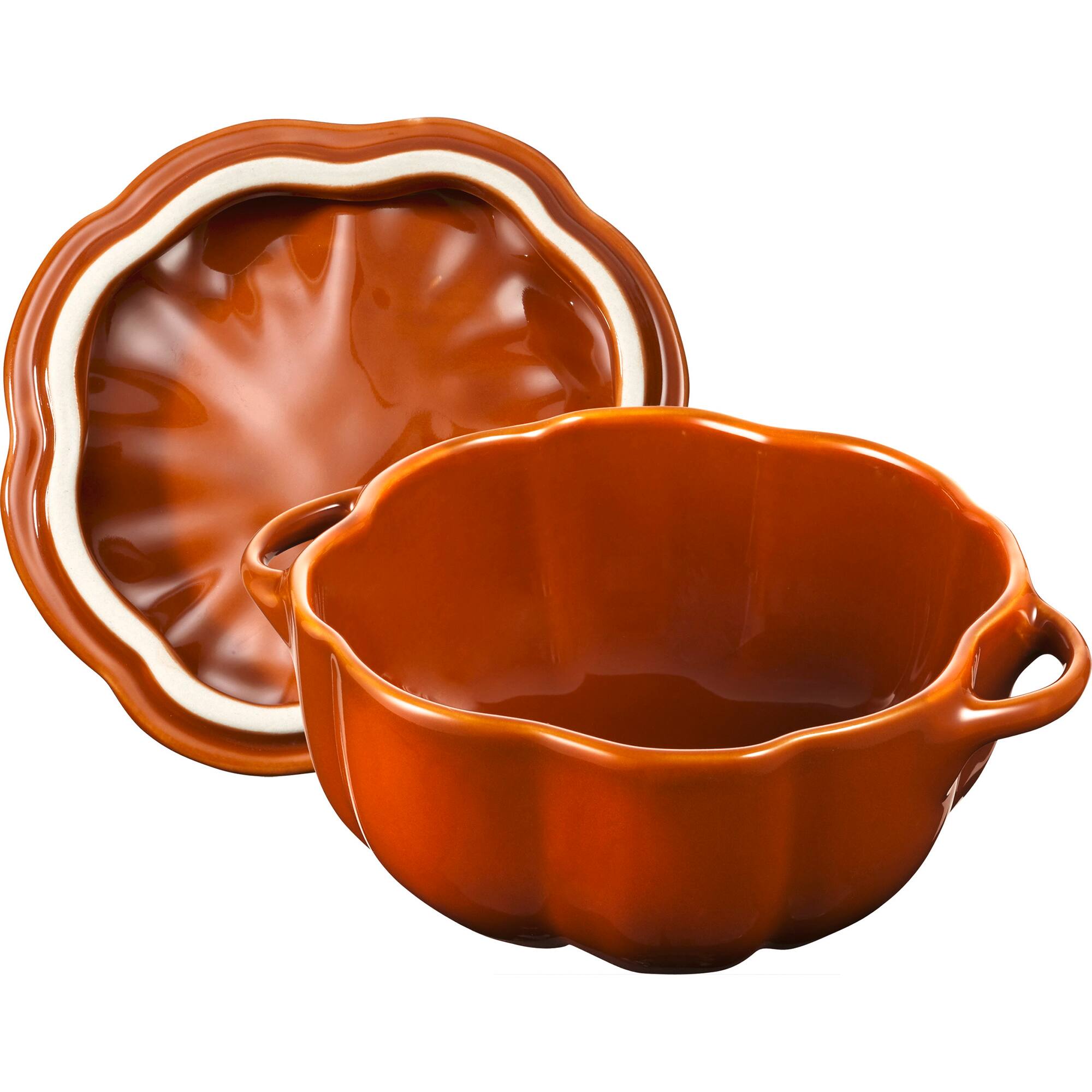 Alt View 1. Staub - Staub Ceramic 16-oz Petite Pumpkin Cocotte - Burnt Orange - Burnt Orange.