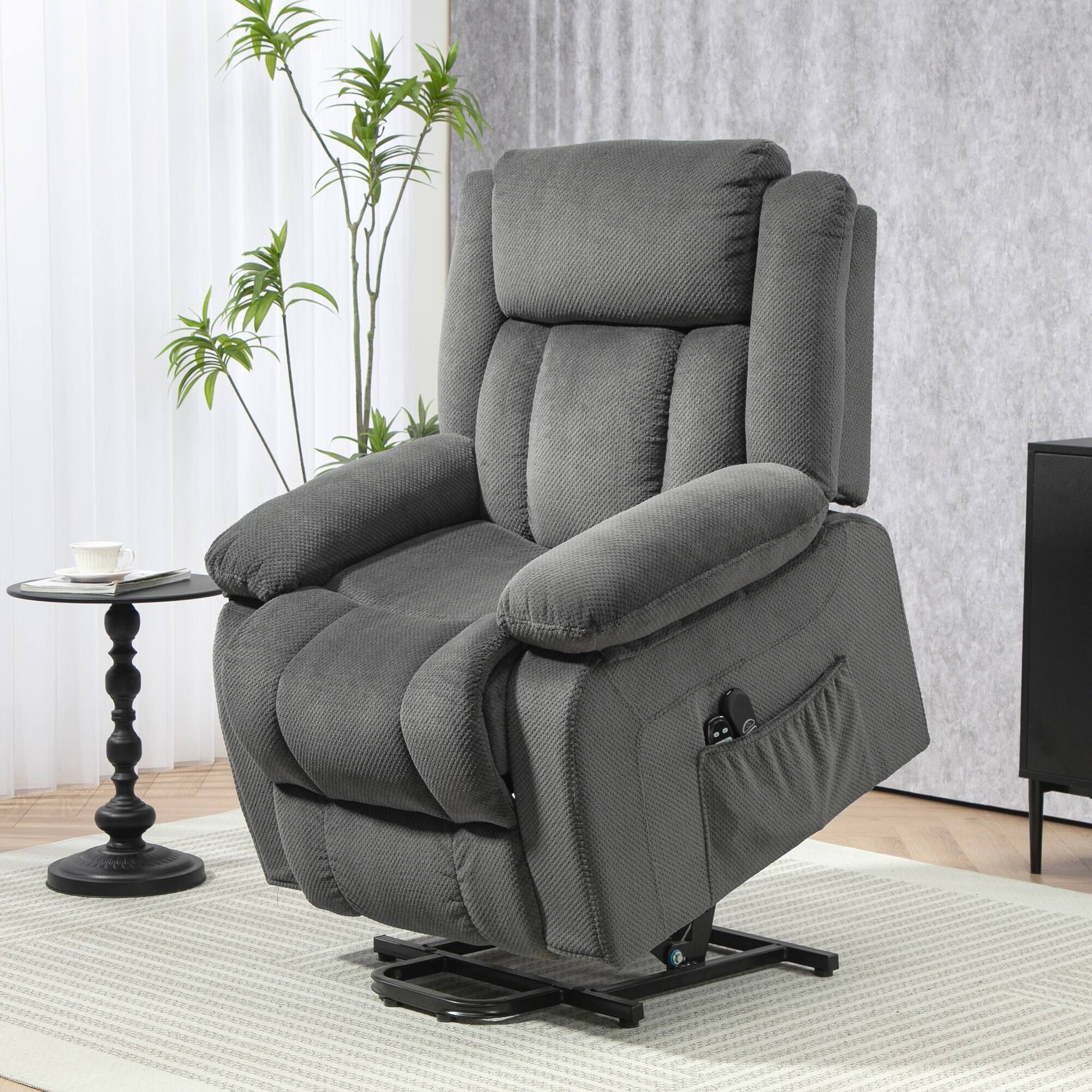 Alt View 6. Homcom - Power Lift Recliner Chair for Elderly with Massage and Heat, Electric Lift Chair, Fabric Massage Chair Recliner - Gray.