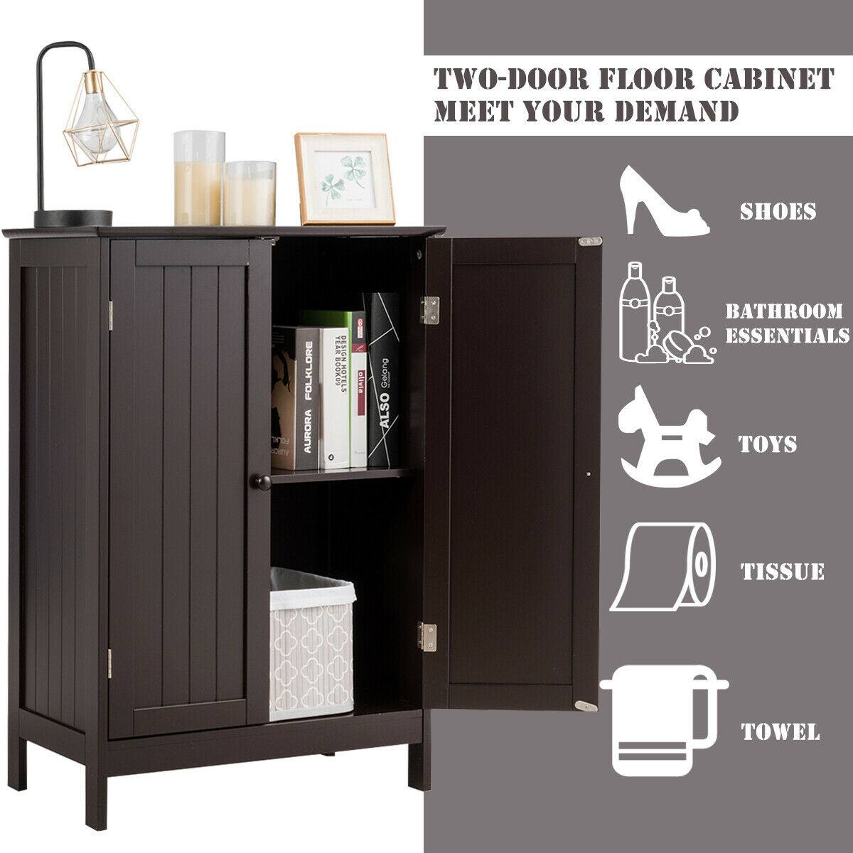 TWO-DOOR FLOOR CABINET MEET YOUR DEMAND

SHOES  
BATHROOM ESSENTIALS  
TOYS  
TISSUE  
TOWEL