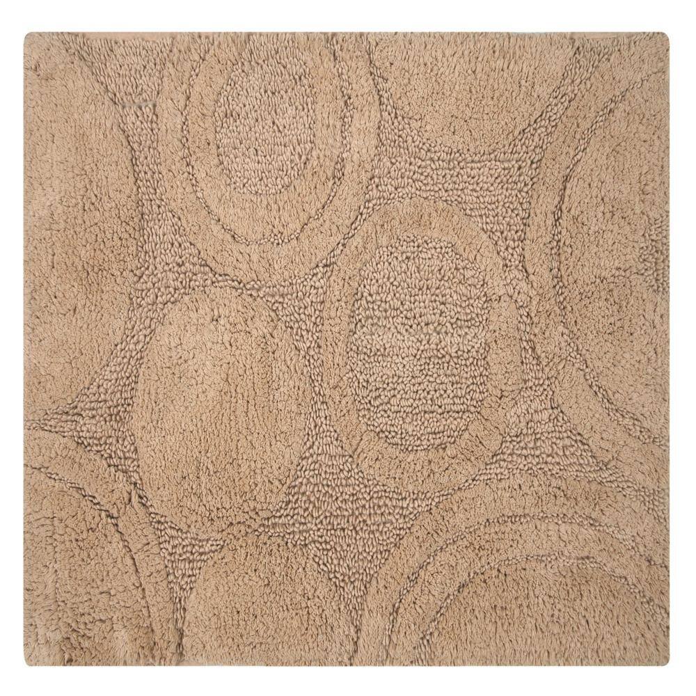 Angle. Knightsbridge - Knightsbridge Orbit Non-Skid Cotton Bath Rug - Natural Color - Brown.