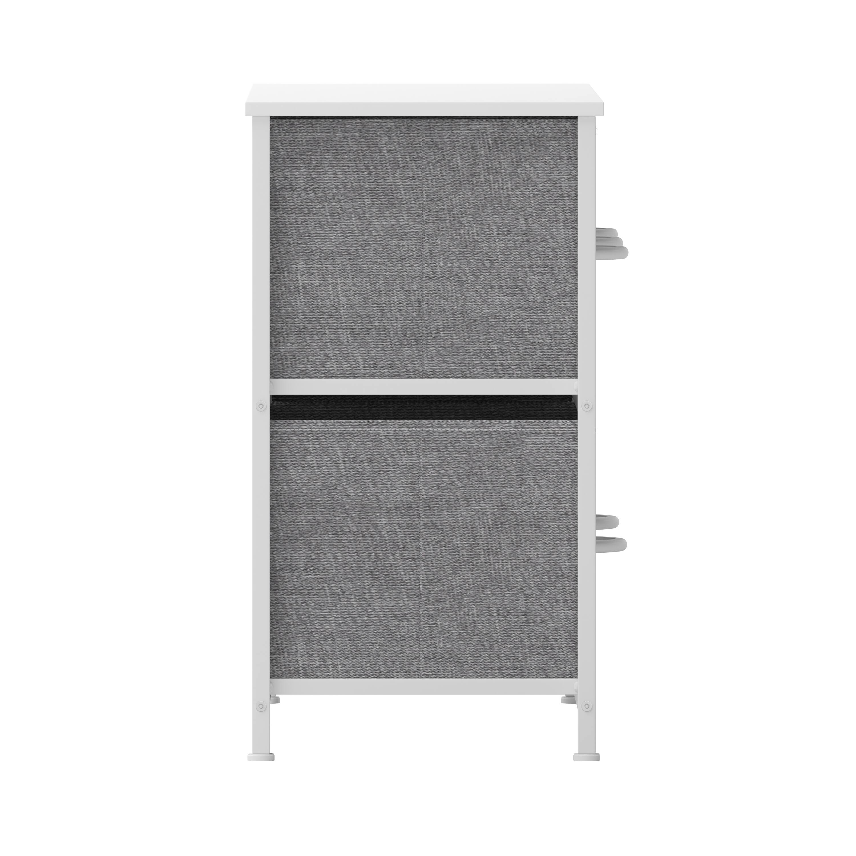 Alt View 8. Emma + Oliver - Marley 5 Drawer Storage Dresser with Cast Iron Frame, Wood Top and Easy Pull Fabric Drawers with Wooden Handles - Gray Drawers/White Frame.