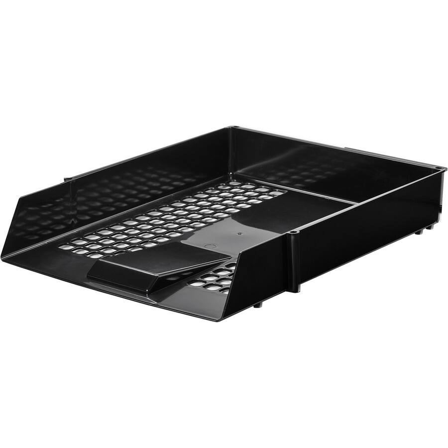 Angle. Deflecto - Deflecto AntiMicrobial Industrial Front Load Tray 2.40" Height x 10.83" Width x 13.78" Depth - Black.