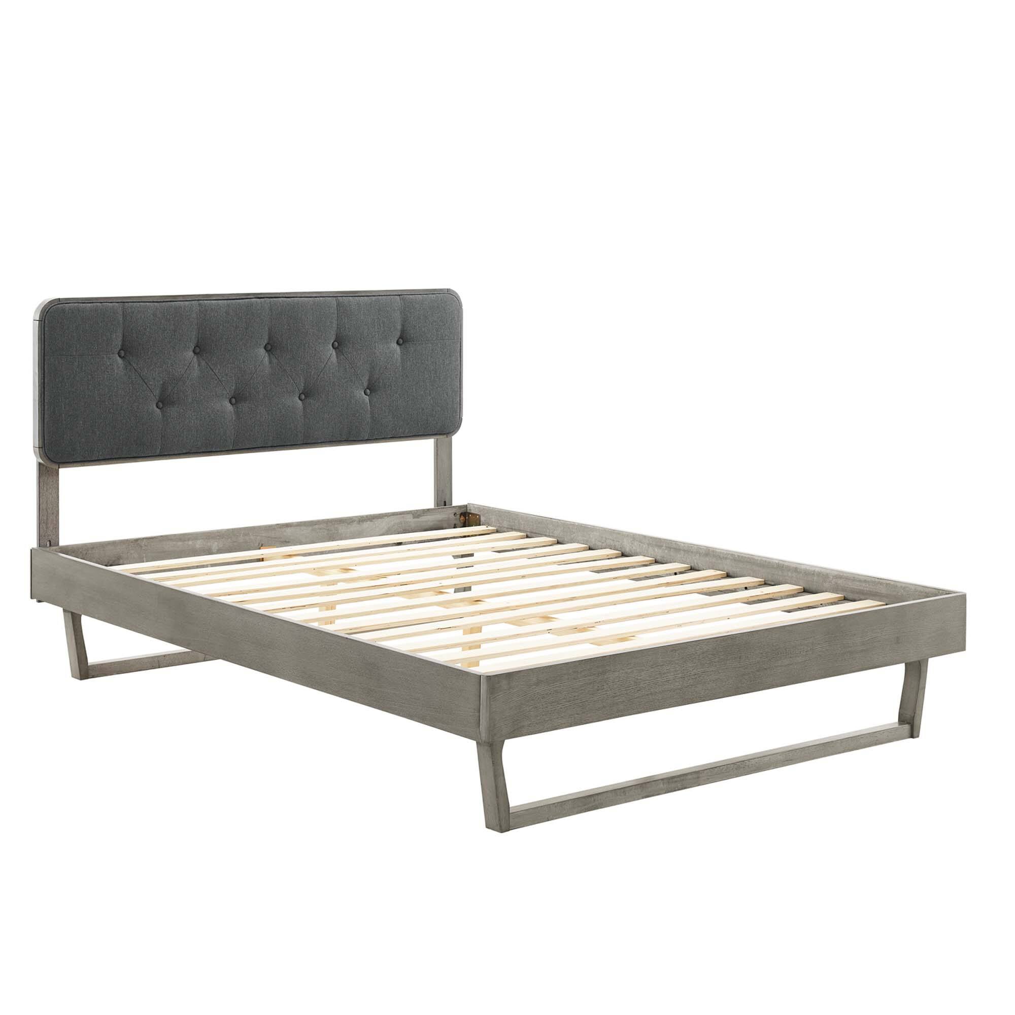 Alt View 7. Modway - Bridgette Wood King Platform Bed With Angular Frame - Brown.