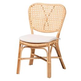 bali & pari - Nadira Modern Bohemian Finished Rattan Dining Chair - Natural Brown