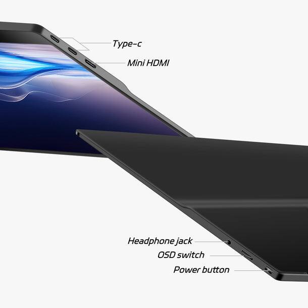 - Type-c
- Mini HDMI
- Headphone jack
- OSD switch
- Power button