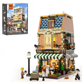 Lumibricks - Book Cafe Lighting Building Set, 1718 Pieces LED City Coffee House Display Model Kit for Ages 16+