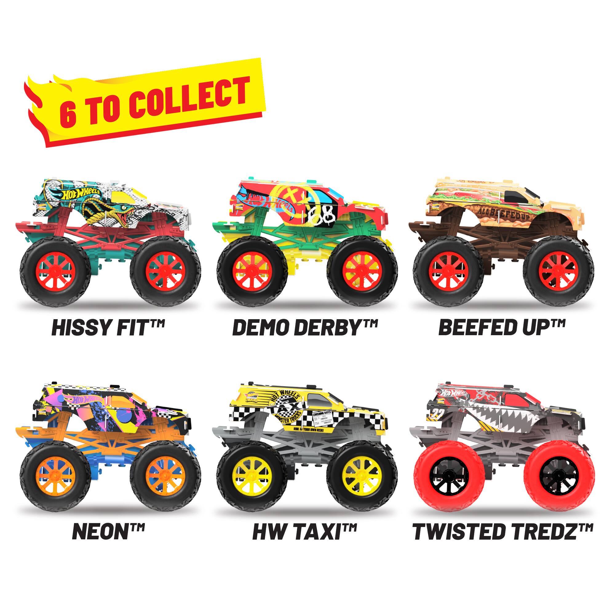 6 TO COLLECT

HISSY FIT™
DEMO DERBY™
BEEFED UP™
NEON™
HW TAXI™
TWISTED TREDZ™
