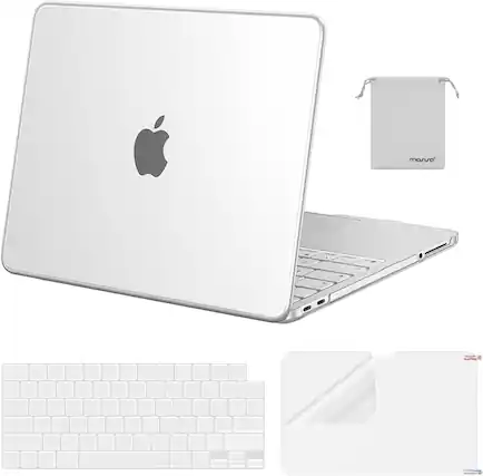 Front. mosiso - For 2026 MacBook Neo Case 13 inch A3404 with A18 Pro Chip, Protective Hard Shell & Keyboard Cover & Screen Film & Pouch - Frosted Clear.