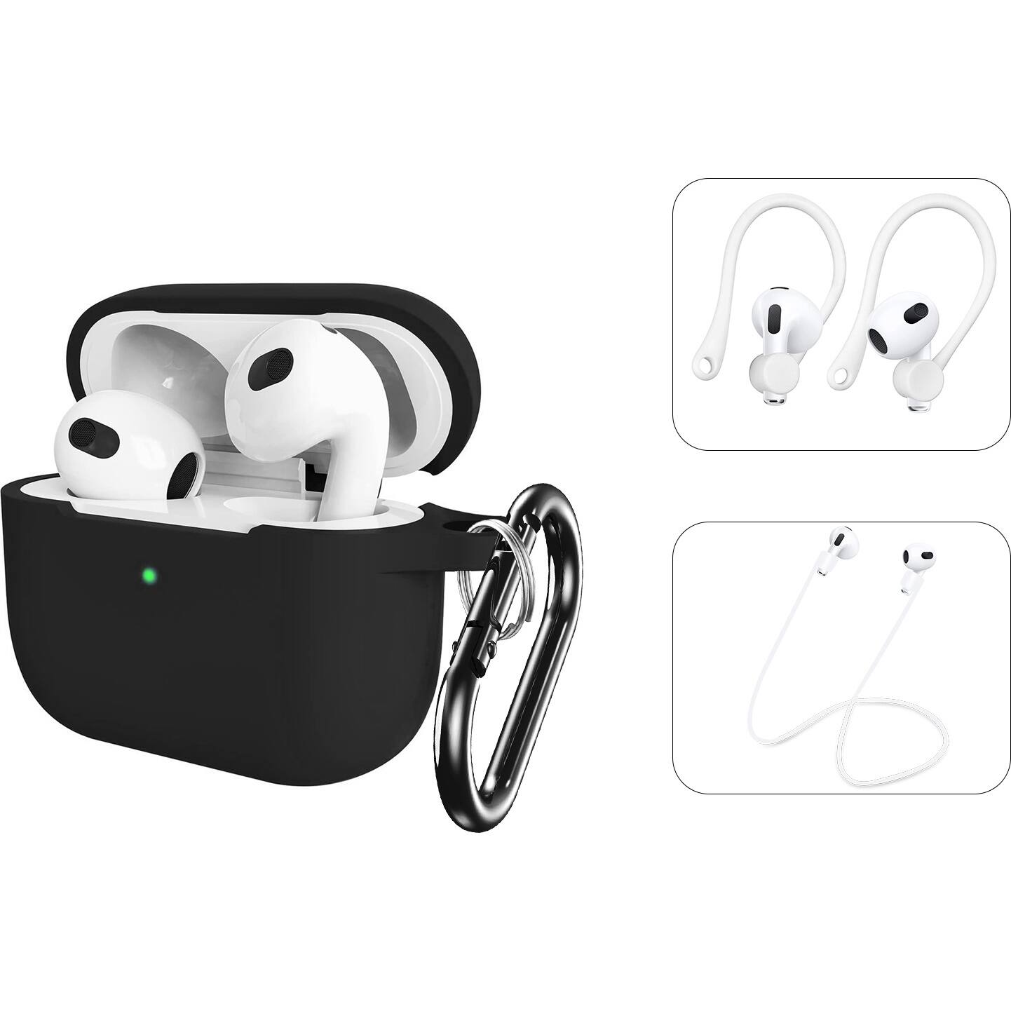 Alt View 11. SaharaCase - Venture Series Silicone Combo Kit Case for Apple AirPods (3rd Generation) - Black.