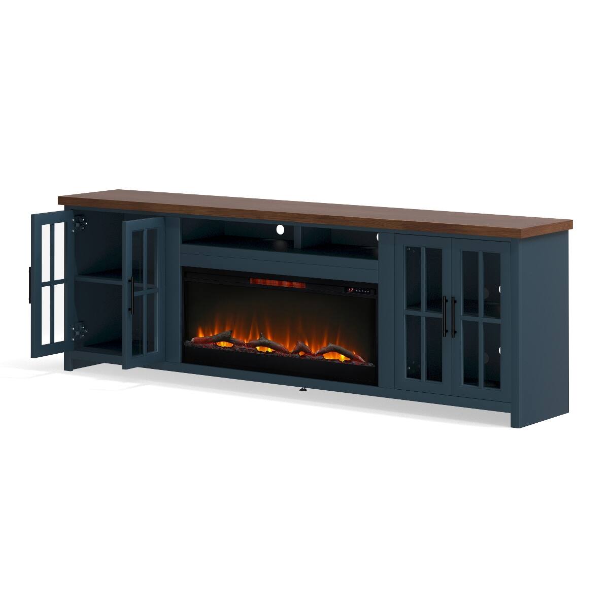 Loheer 97 inch farmhouse fireplace tv stand for TVs up to 100 inches ...